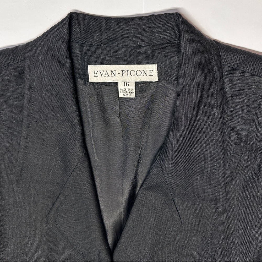 NWT! Linen Blend Vintage Short Sleeve Black Button Blazer Jacket Size 16 Career - Picture 4 of 14